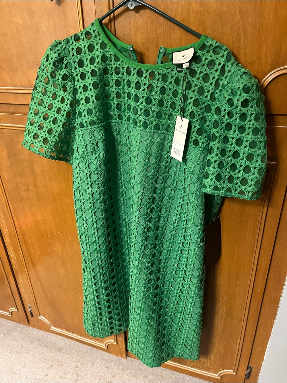 Tuckernuck Green Eyelet Mini Dress - Picture 1 of 3